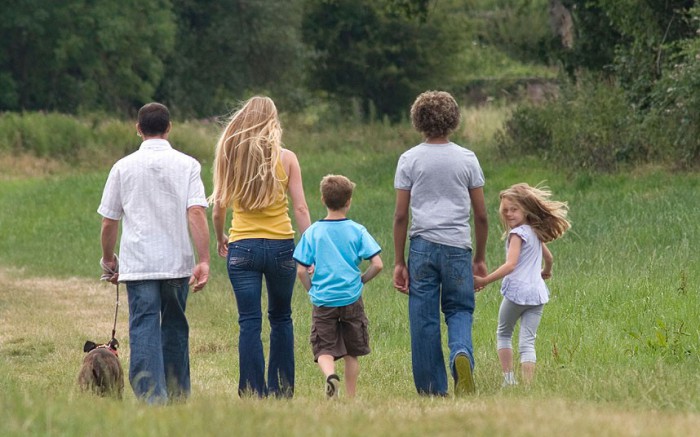 family in countryside